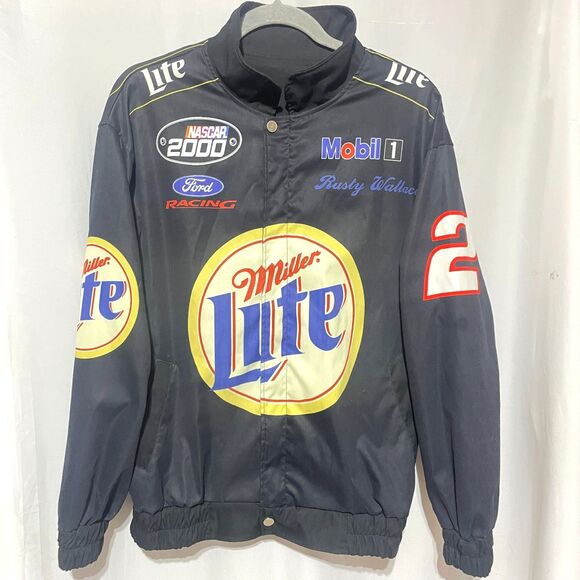 Vintage Nascar Racing Jacket Miller Lite #2 Rusty Wallace - Picture 1 of 14